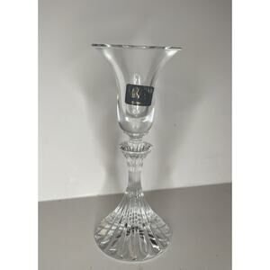 Mikasa The Ritz Crystal Candle Holder Clear Glass Fluted Ribbed 6.25”